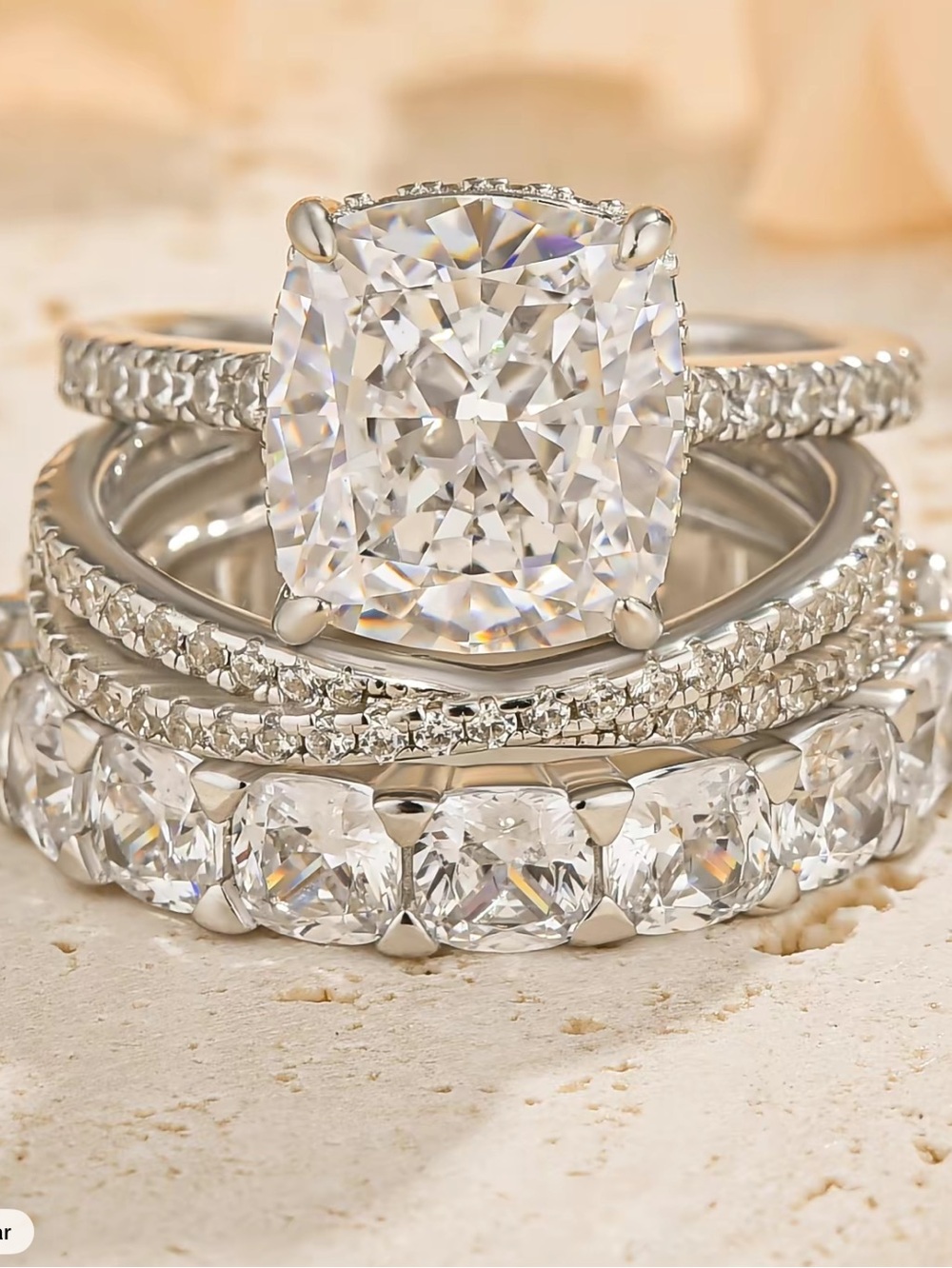 Effinny 3 PC Wedding set 925 Sterling Silver